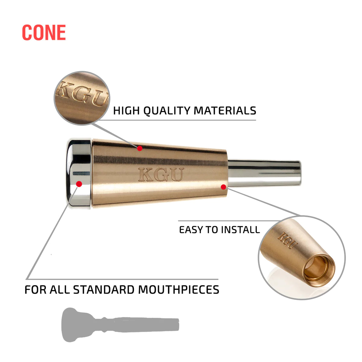 KGU Music - Cone Trumpet Mouthpiece booster